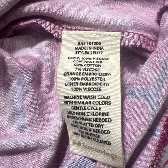 Soft Surroundings Tunic Top Large Pink Blue Floral Paisley Boho Embroidered S - Picture 14 of 14